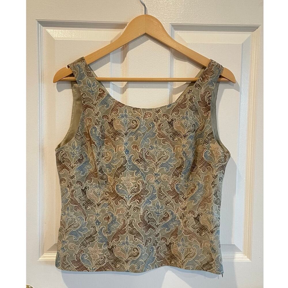 Vintage Adrianna Papell Silk Sleeveless Blouse Size 8
